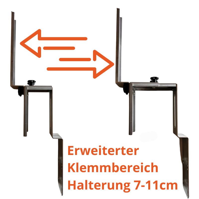 Verbreiterte Halterung Set (2 Stk.)  für Climia CMK 1500 - Klemmbereich 7cm - 11cm aus Edelstahl