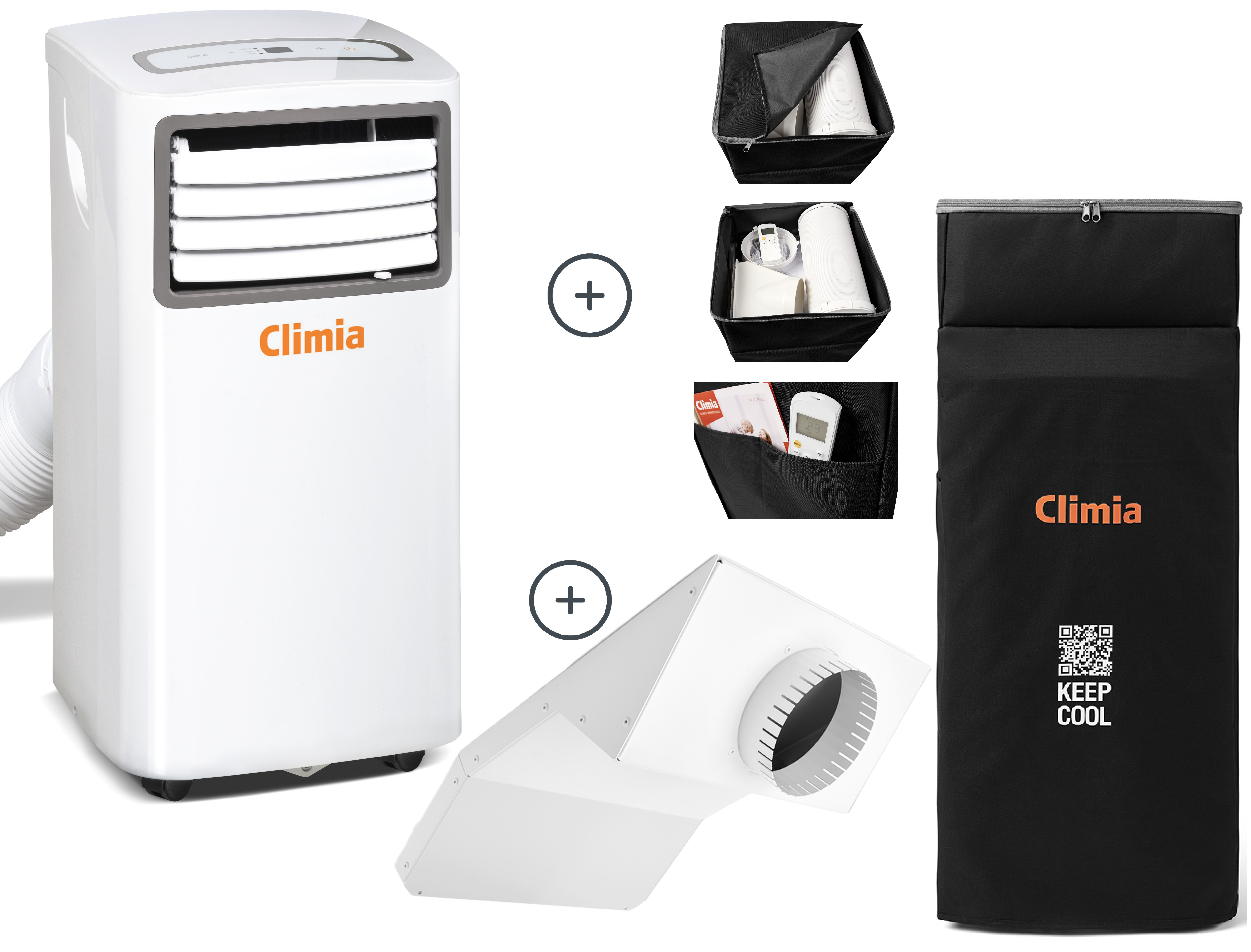 Climia Fensteradapter für mobile Klimageräte im Komplettpaket: Climia CMK 2600 | Schutzhülle | Fensteradapter