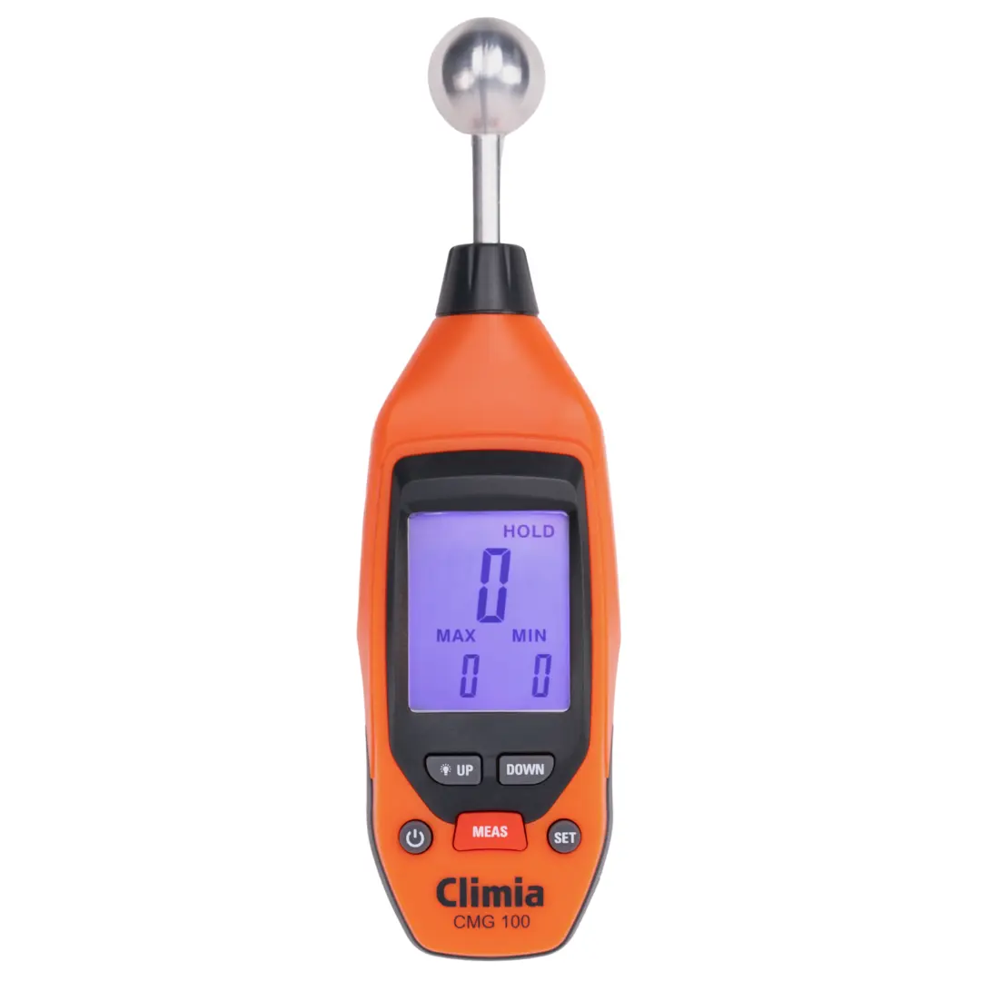 Climia CMG100 Feuchtemessgerät Wände, 5-40 mm Analysetiefe, Feuchtigkeitsmessgerät mit bis zu 50-Stunden Batterielaufzeit – einfache Anwendung, beleuchtetes LED-Display