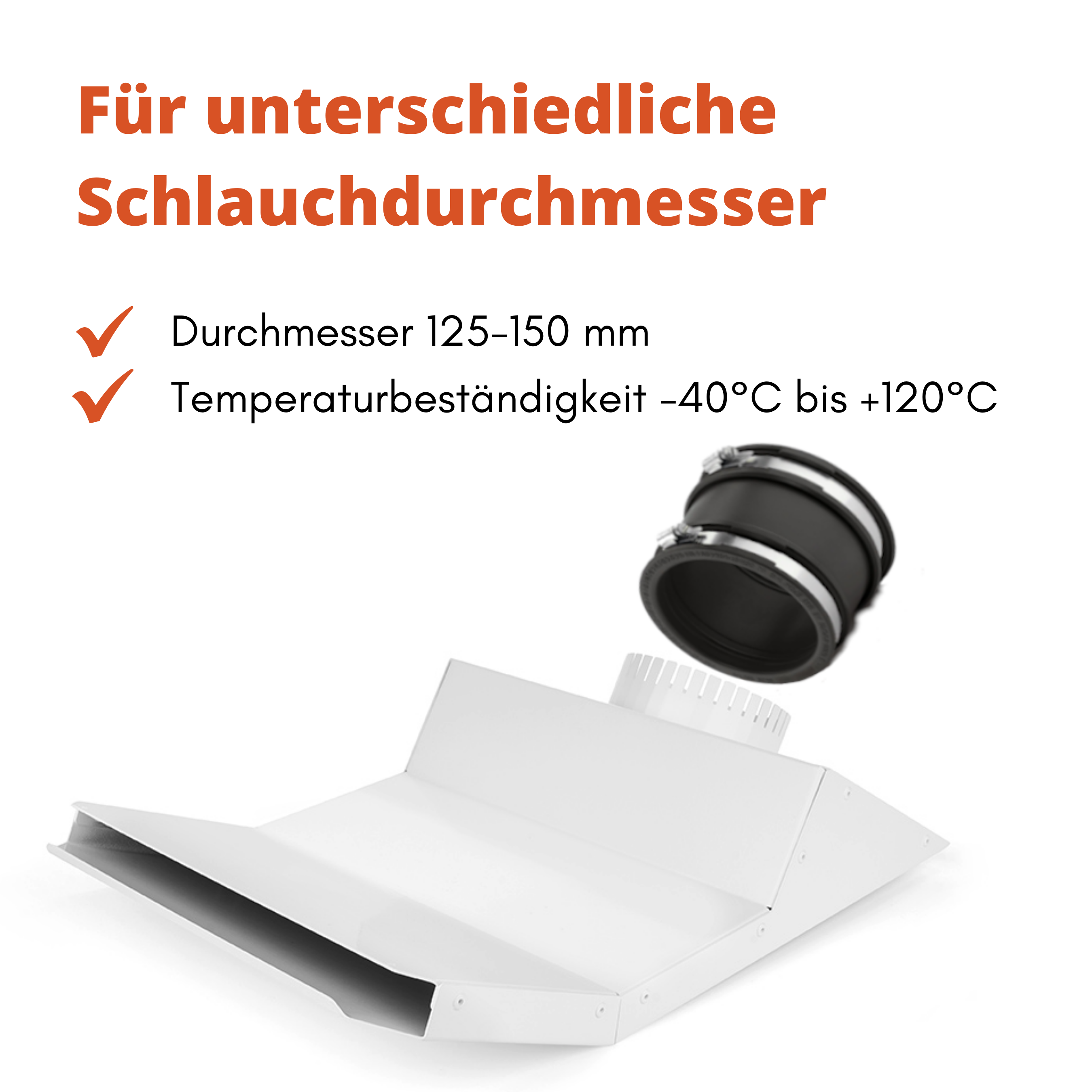 Climia Fensteradapter für mobile Klimageräte - Für Kippfenster, Dachfenster und Schwingfenster inkl. Kupplung 125 mm bis 150 mm