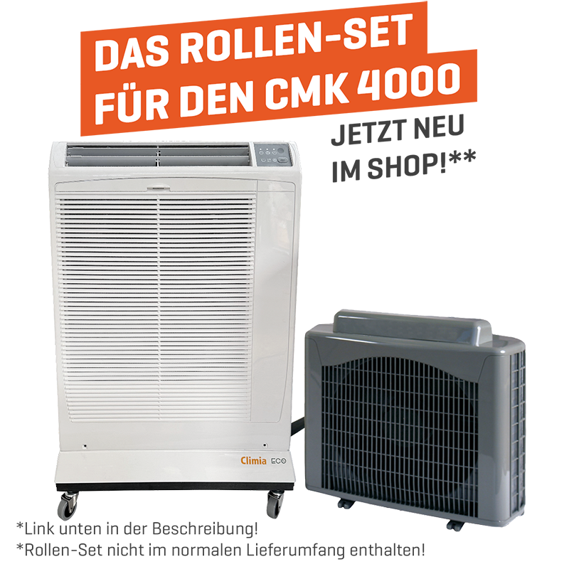 Climia CMK 4000 Wifi - mobile Split Klimaanlage mit 4,0 kW Kühlleistung in kompakter Form mit 2 Meter Kältemittelleitung